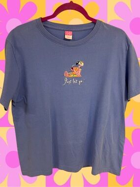 Vintage LAT just let go beach flamingo periwinkle tee